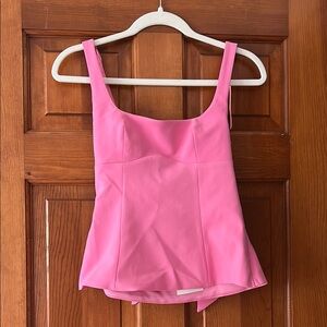Zara Pink Fitted Peplum Tank Top